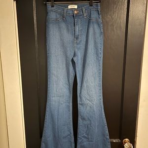 Vibrant blue flared jeans